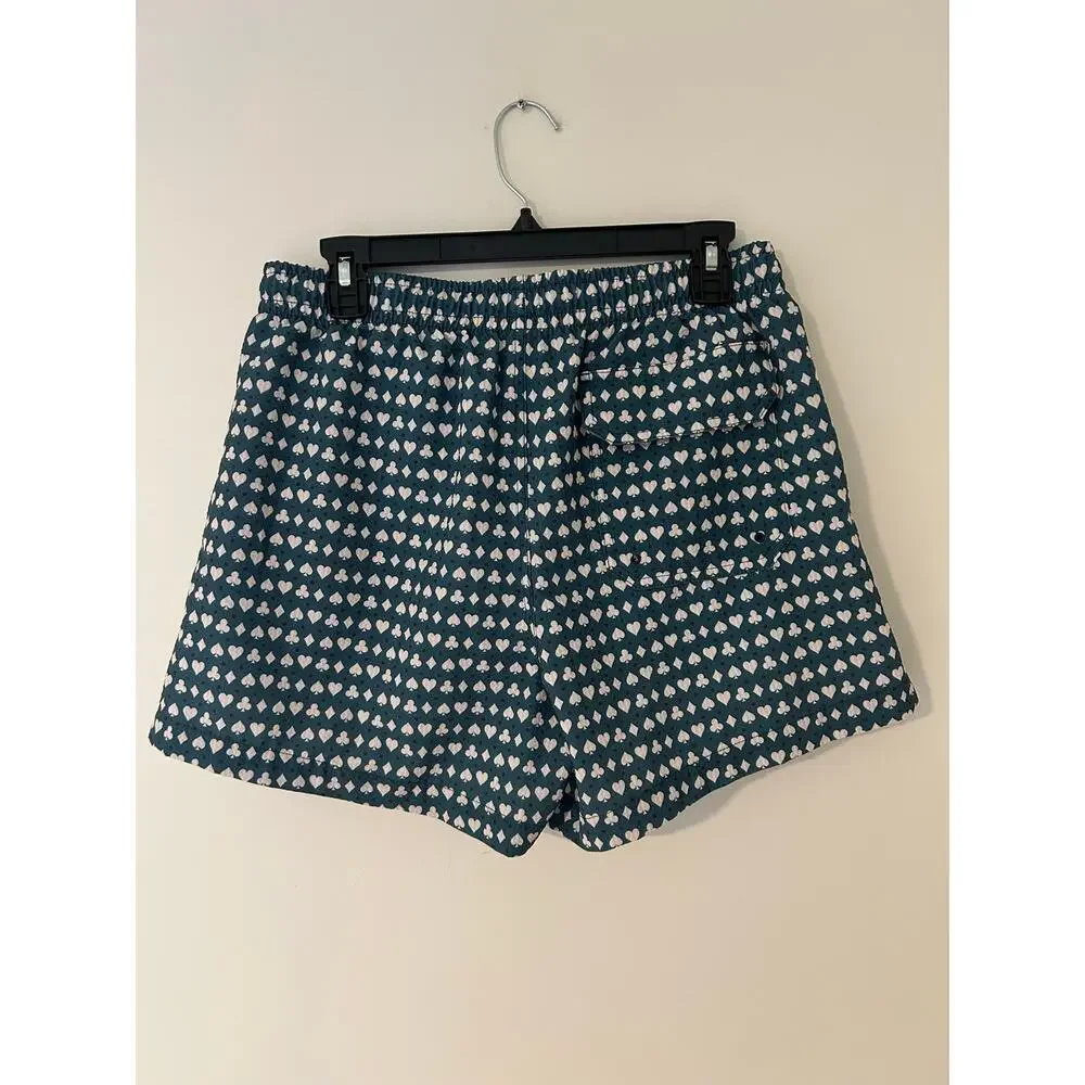 Abercrombie & Fitch Men’s Stretch Swim Short Teal Green Diamond Heart Spade EUC